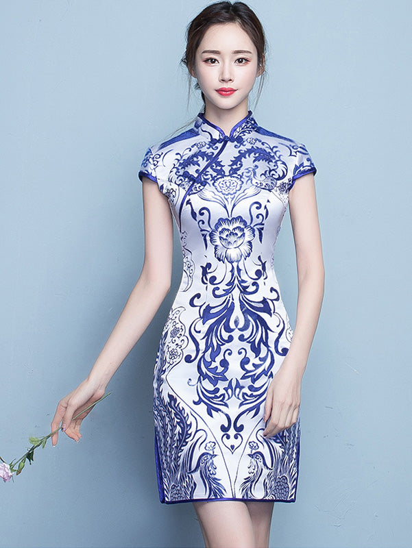 White Floral Qipao / Cheongsam Dress ...